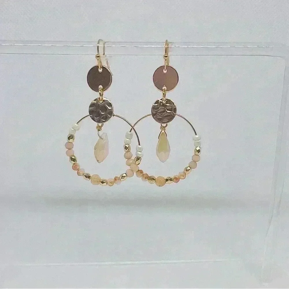 Blush Beige Beaded Earrings - Picture 4 of 4